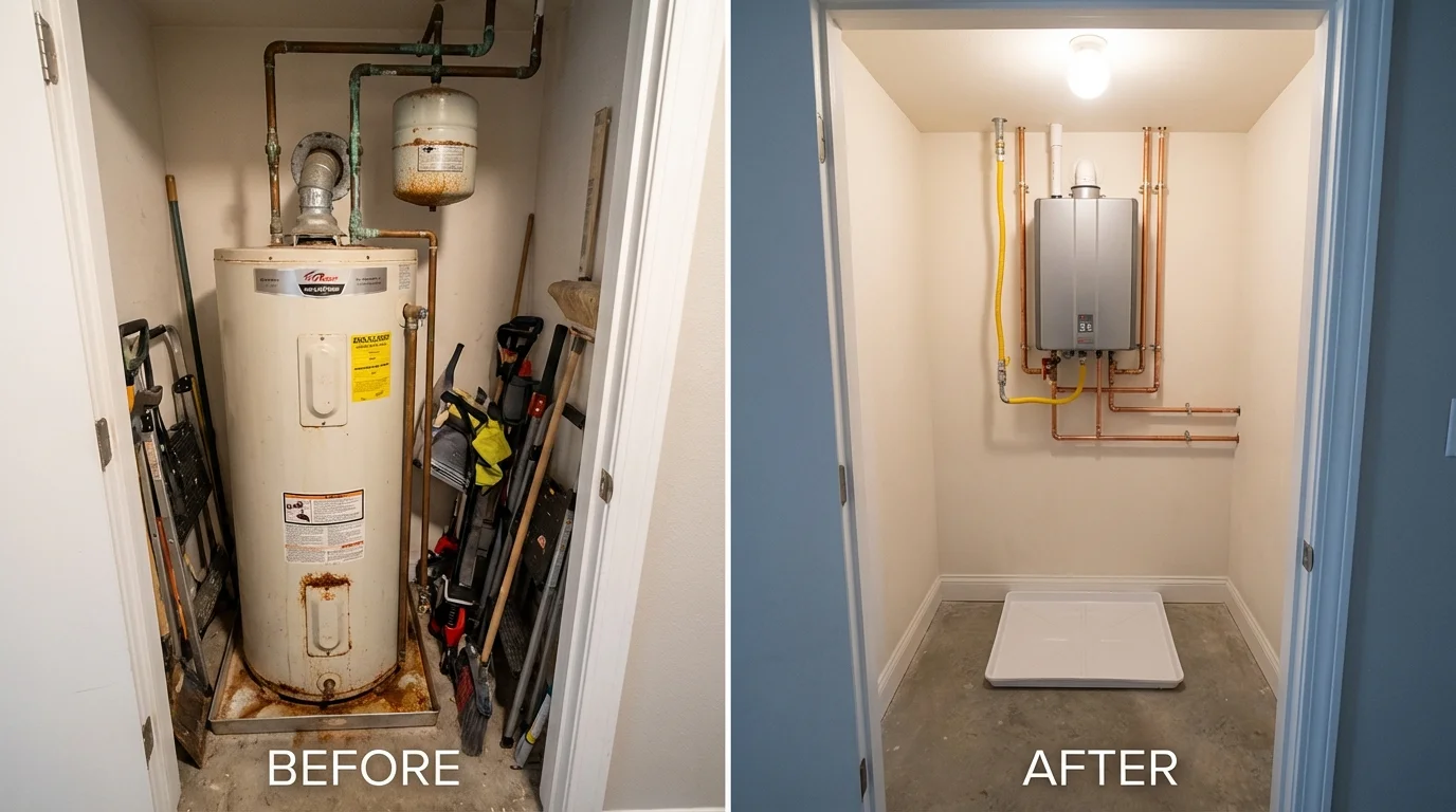 Tank water heater versus wall-mounted tankless unit comparison for Fairplay, CO homeowners